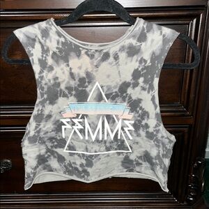 Gray Tie-Dye Women's Crop Top